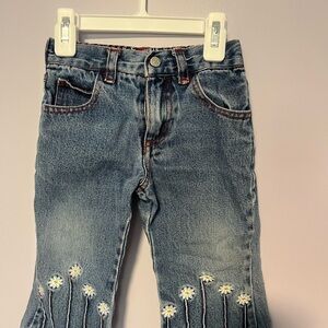 Blue Jeans with Daisy embroidery baby girl